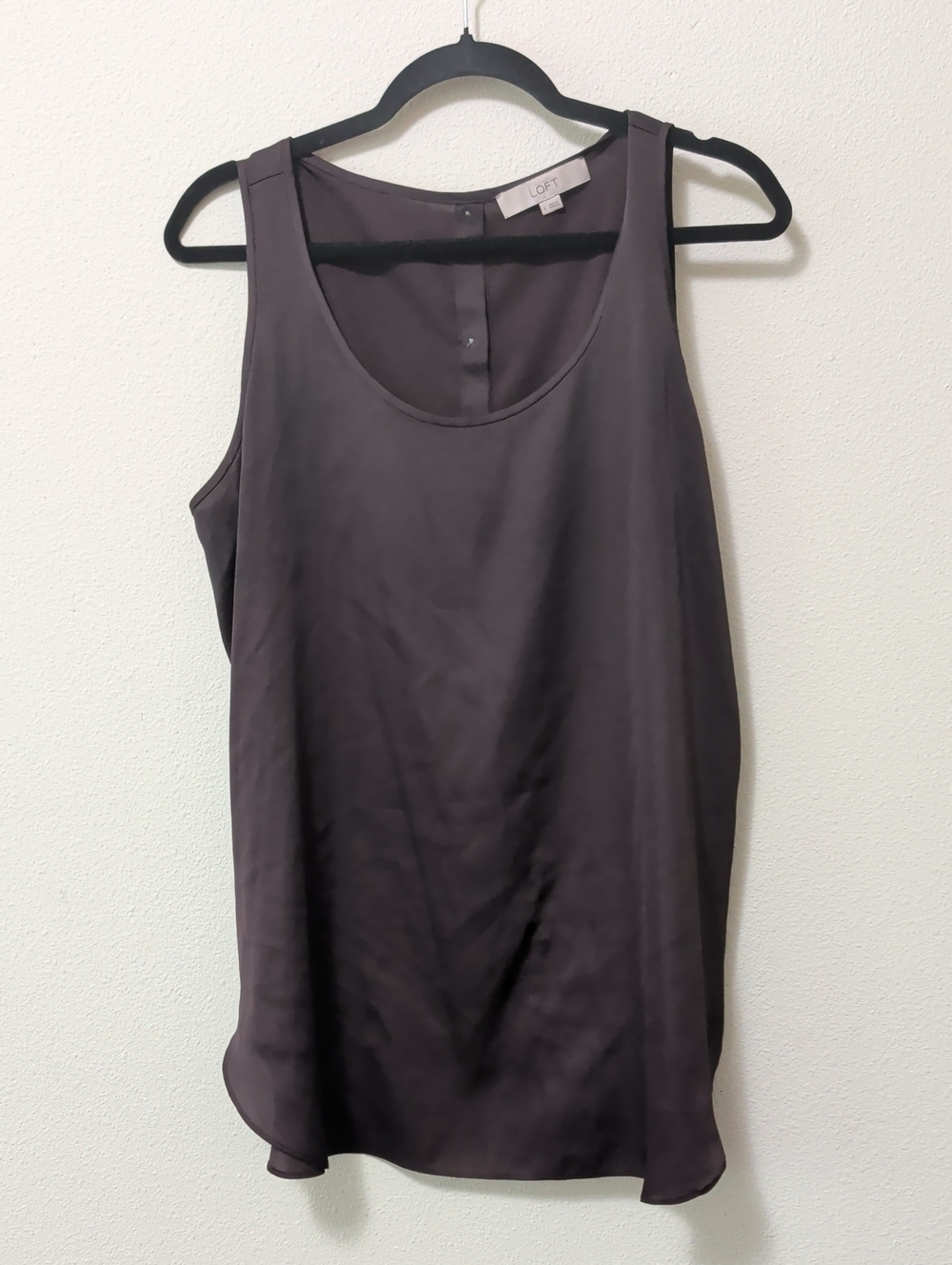 LOFT Chocolate Brown Satin Shell Tank Top -  Sleeveless Camisole